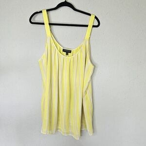 Lane Bryant‎ Butter Yellow Beige Flowy Chiffon Tank Blouse Lined Size 26